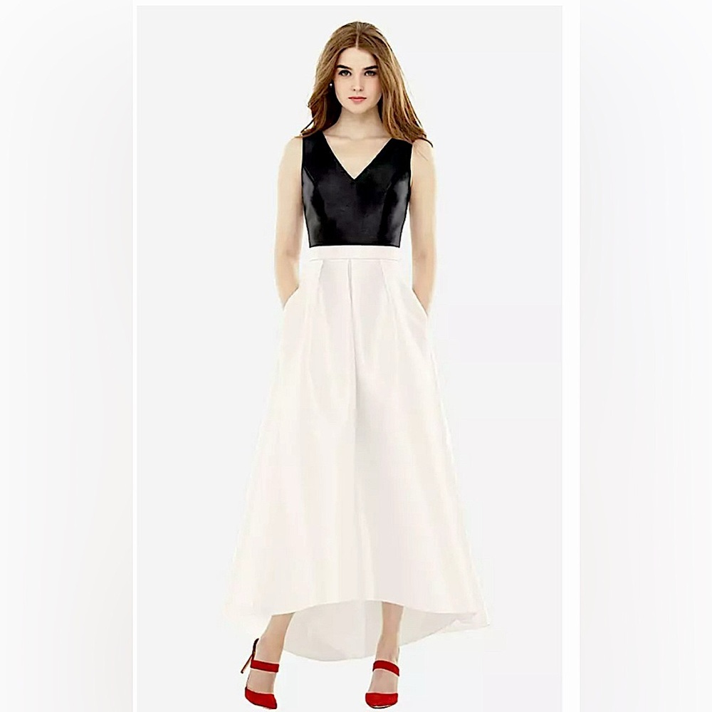 Designer Alfred Sung black and ivory dress